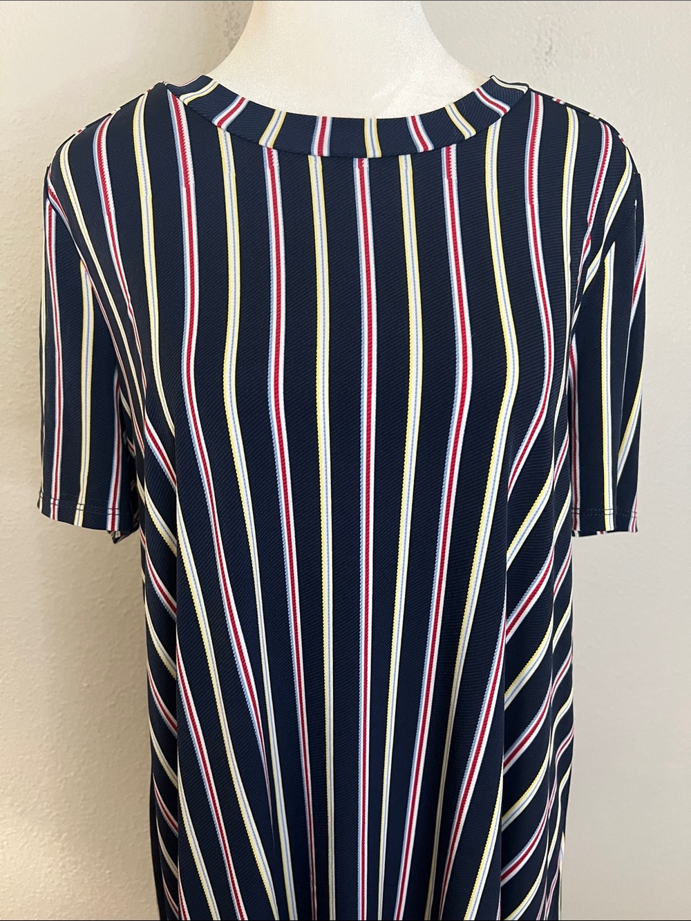 BCBGeneration Mesh TShirt Mini Dress Blue Stripe Size Small